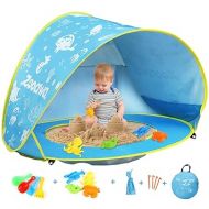 Zooawa Baby Beach Tent, Pop Up Tent Canopy Sun Shelter for Babies, UV Protection Beach Puddle Pool Sun Shelter, Portable Sun Shade with Sand Toys Set, Infant Baby Kids Camping Summer Outdoor Must Have