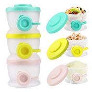 [아마존베스트]Zooawa Baby Formula Dispenser, Non-Spill Stackable Milk Powder Formula Container and Snack Storage for Travel, BPA Free, 3 Compartment, Light Color