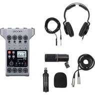 Zoom PodTrak P4 Portable Multitrack Podcast Recorder Bundle with Zoom ZDM-1 Podcast Pack (2 Items)