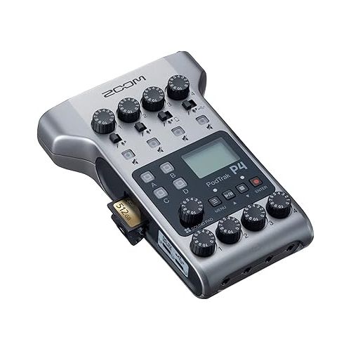  Zoom PodTrak P4 Portable Multitrack Podcast Recorder Bundle with Zoom ZDM-1 Podcast Pack (2 Items)