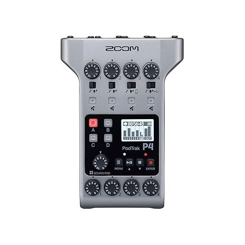  Zoom PodTrak P4 Portable Multitrack Podcast Recorder Bundle with Zoom ZDM-1 Podcast Pack (2 Items)