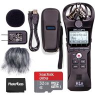 Zoom H1n-VP Portable Digital Recorder Value Pack Black + 32GB microSDHC Card + Furry Microphone Windscreen
