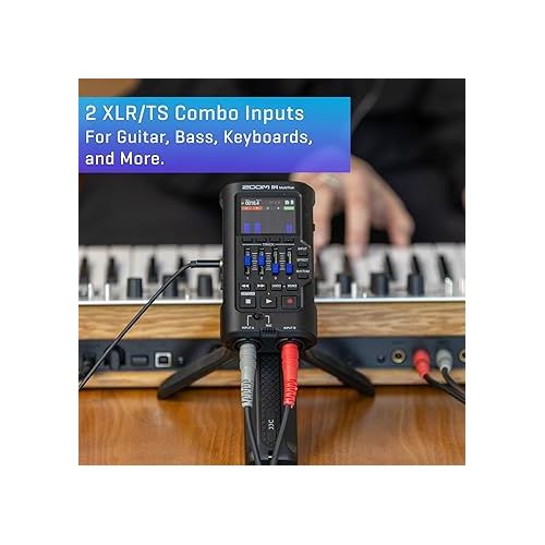  Zoom R4 MultiTrak 32-Bit Float Recorder with Stereo Bouncing, 2 XLR/Combo Inputs, Built-In Microphone, Effects, Rhythms, Battery Powered, and Audio Interface