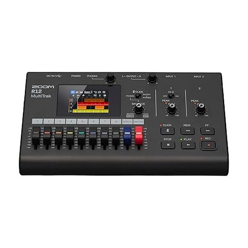  Zoom R12 Multi Track Portable Recorder, with Touchscreen, Onboard Editing, 8 Tracks, 2 Combo Inputs, Effects, Synth, Drum Loops, Battery Powered, and USB Audio Interface