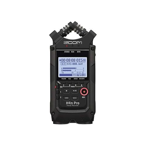  Zoom H4n Pro All Black 4-Track Portable Recorder (2020 Model) with Zoom H4nSP Accessory Pack, R100 Headphones & 16GB Memory Card Bundle