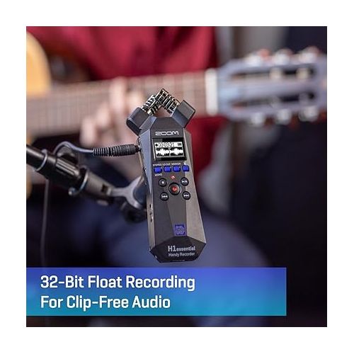  Zoom H1essential Stereo Handy Recorder (2024 Model, Essential Series) with 32-Bit Float, Accessibility, X/Y Microphones, USB Microphone, Portable, for Musicians, Podcasters, Filmmakers