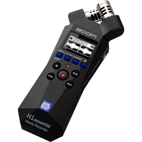  Zoom H1essential Stereo Handy Recorder (2024 Model, Essential Series) with 32-Bit Float, Accessibility, X/Y Microphones, USB Microphone, Portable, for Musicians, Podcasters, Filmmakers