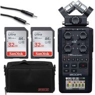 Zoom H6 All Black Recorder Bundle with 32GB SDHC Memory Cards (2) + Accessory Pack + Cable (5 Items)