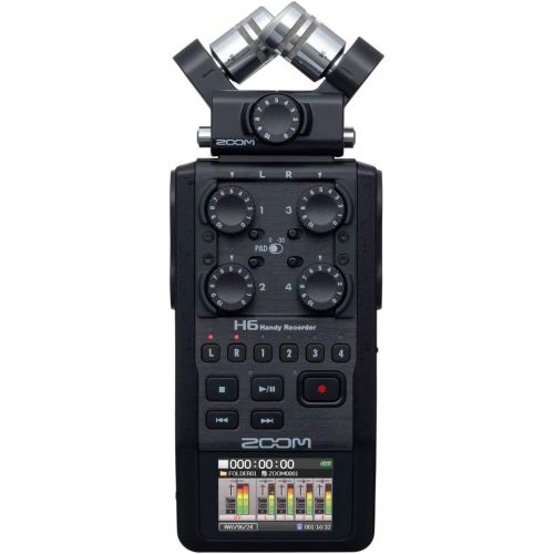  Zoom H6 All Black Recorder Bundle with 32GB SDHC Memory Cards (2) + Accessory Pack + Cable (5 Items)