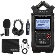 Zoom H4n Pro 4-Input/4-Track Portable Handy Recorder with Onboard X/Y Mic Capsule (Black) + Zoom ZDM-1 Mic + Headphones + Windscreen + Cable + Tabletop Stand + Cleaning Cloth - Deluxe Recording Bundle