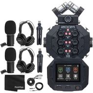 Zoom H8 8-Input / 12-Track Portable Handy Recorder for Podcasting, Music, Field Recording Bundle with 2X Zoom ZDM-1 Podcast Mic + 2X Headphones + 2X Windscreens + 2X Tabletop Stands + More (4 Items)