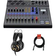 Zoom LiveTrak L-8 Portable 8-Channel Digital Mixer/Recorder with AKG K 240 Studio Pro Headphones & XLR Cable Bundle