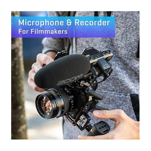  Zoom M3 MicTrak Stereo On-Camera Shotgun Microphone with 32-Bit Float, 90 degree, 120 degree, and MONO Mode, Shockmount, USB Microphone Compatible, and Battery Powered