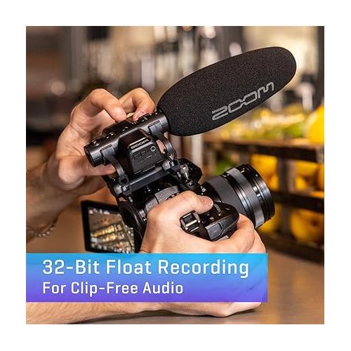  Zoom M3 MicTrak Stereo On-Camera Shotgun Microphone with 32-Bit Float, 90 degree, 120 degree, and MONO Mode, Shockmount, USB Microphone Compatible, and Battery Powered