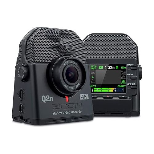  Zoom Q2n-4K Handy Video Recorder, 4K/30P Ultra High Definition Video, Compact Size, Stereo Microphones, Wide Angle Lens, for Recording Music, Video, YouTube Videos, Livestreaming