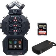 Zoom H8 8-Input / 12-Track Portable Handy Recorder with 128GB Pro Memory Card & Wide-Mouth Case Bundle