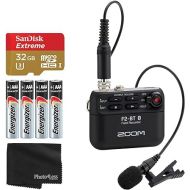 Zoom F2-BT Ultracompact Bluetooth-Enabled Portable Field Recorder with Lavalier Microphone + 32GB microSDHC Memory Card + AAA Alkaline Batteries + Cleaning Cloth - Top Value Bundle