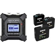 Zoom F3 Professional Field Recorder, 32-bit Float Recording, 2 Channel Recorder, Dual AD Converters & RØDE Wireless Go II Dual Channel Wireless System with Built-in Microphones