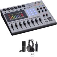 Zoom PodTrak P8 Podcast Recorder with 4-Person Podcast Mic Pack Kit