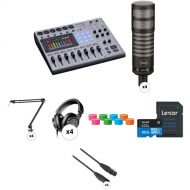 Zoom PodTrak P8 Four-Person Podcast Value Kit with Limelight Mics, Boom Arms, and Headphones