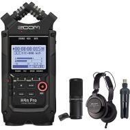 Zoom H4n Pro All Black 4-Track Black Portable Recorder in Black (2020 Version) Bundle with Zoom ZDM-1 Podcast Mic Pack