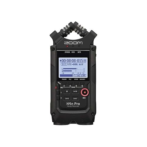  Zoom H4n Pro All Black 4-Track Black Portable Recorder in Black (2020 Version) Bundle with Zoom ZDM-1 Podcast Mic Pack