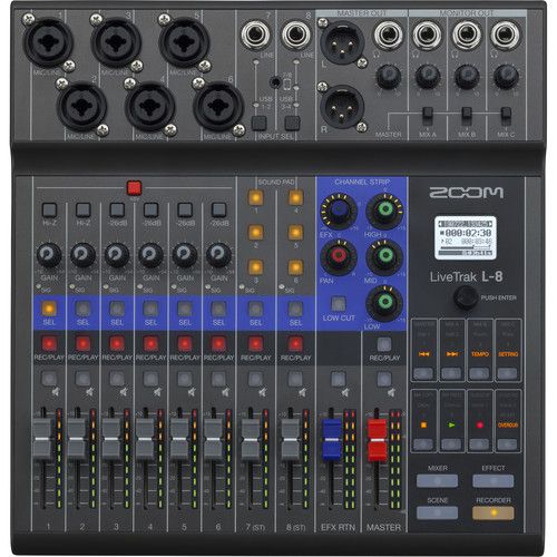  Zoom LiveTrak L-8 Portable 8-Channel Digital Mixer and Multitrack Recorder