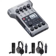 Zoom PodTrak P4 Portable Multitrack Podcast Recorder with 2-Person Podcast Mic Pack Kit