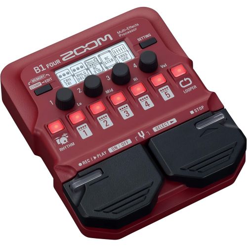  Zoom B1 FOUR Bass Guitar Multi-Effects Processor Pedal, With 60+ Built-in effects, Amp Modeling, Looper, Rhythm Section, Tuner, Battery Powered