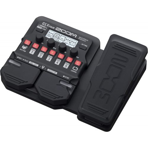  Zoom G1X FOUR Guitar Multi-Effects Processor with Expression Pedal, With 70+ Built-in Effects, Amp Modeling, Looper, Rhythm Section, Tuner, Battery Powered