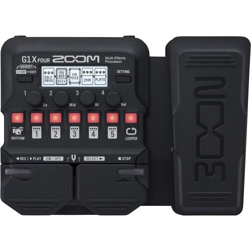  Zoom G1X FOUR Guitar Multi-Effects Processor with Expression Pedal, With 70+ Built-in Effects, Amp Modeling, Looper, Rhythm Section, Tuner, Battery Powered