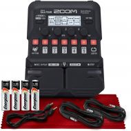 Zoom G1 Four Guitar Multi-Effects Processor + AA Batteries, Cables and?Fibertique Microfiber Cleaning Cloth
