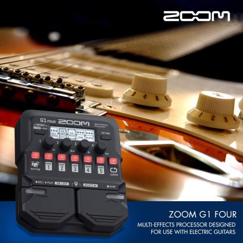  Zoom G1 Four Guitar Multi-Effects Processor + AA Batteries, Cables and?Fibertique Microfiber Cleaning Cloth