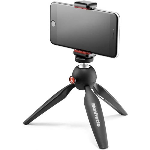  [아마존베스트]ZOOM iQ7 MS Stereo Microphone for Apple iPhone/iPad & Manfrotto Mini Tripod (with Universal Smartphone Clamp) Black