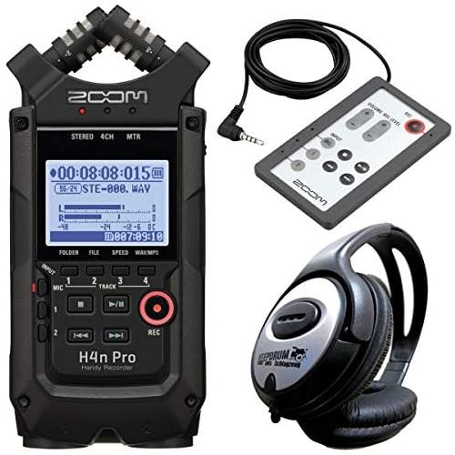  [아마존베스트]ZOOM H4n PRO Black Mobile Phone Recorder + RC4 Remote Control + Keepdrum Headphones