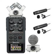Zoom H6 Handy Recorder Interview Microphone Kit with Boya Omnidirectional and Cardioid XLR Lavalier Microphones