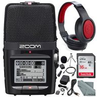 Zoom H2n Handy Portable Digital Audio Recorder with Samson Stereo Headphones and Accessory Bundle