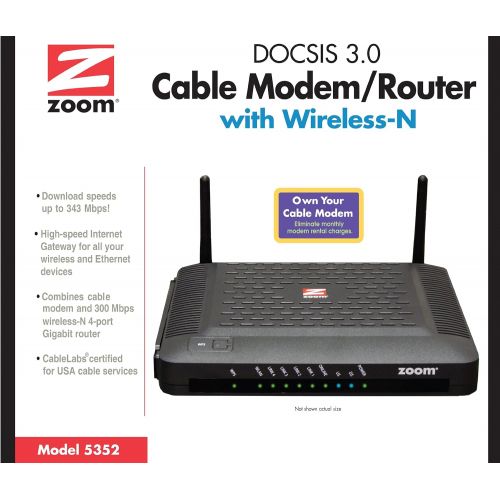  Zoom ZOOM DOCSIS 3.0 Cable Modem and Wireless-N Router (5352-00-00)