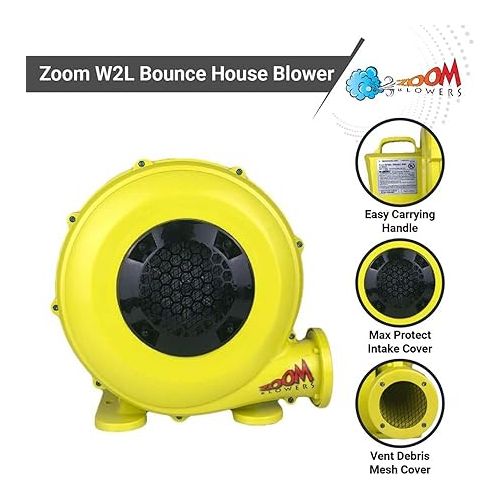  Zoom Blowers Portable Air Pump for Inflatables - Energy Efficient High Power Compact Residential Air Blower for Bounce Houses, Slide Combos, Water Slides and Obstacle Course for Kids