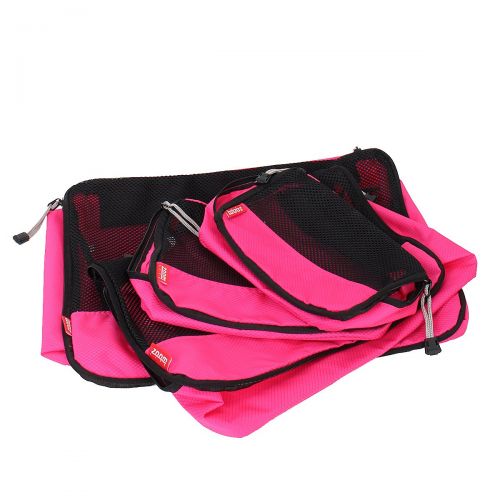  Smart Packing Cubes, Set of 4 Sizes Ripstop Nylon, Mesh Top by Zoomlite (Pink)