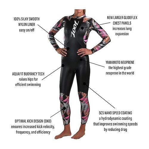  Zoot Women's Triathlon Kona 2.0 Wetsuit, Full Body Neoprene Triathlete Suit for Open Water Swimming Ironman Racing