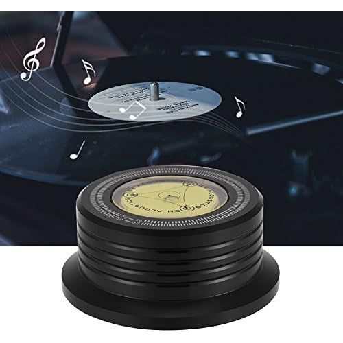  Zopsc Record Clamp 50Hz Aluminum Alloy Turntable Disc Record Stabilizer with Bubble Level for Vibration Balanced, for LP Vinyl Record Player(Black)