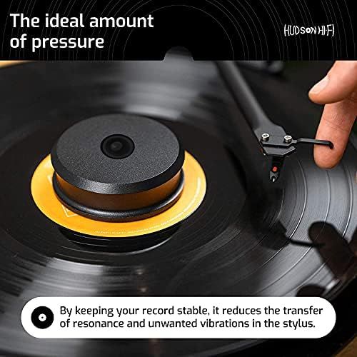  Zopsc Record Clamp 50Hz Aluminum Alloy Turntable Disc Record Stabilizer with Bubble Level for Vibration Balanced, for LP Vinyl Record Player(Black)