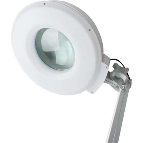  Zorvo LED Magnifying Floor Lamp with 4 Wheels Rolling Base LED Magnifying Lamp Adjustable Gooseneck Glass Lighted Magnifier Lens Adjustable Stand Magnifier for Desk Table Task Craf
