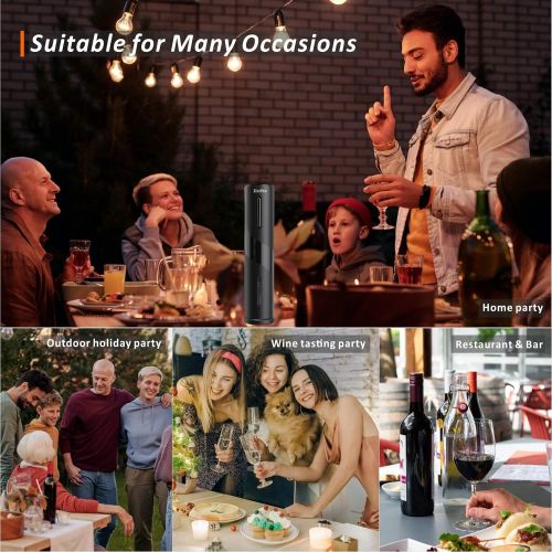  [아마존베스트]ZouYee Electric Wine Opener, Automatic Electric Corkscrew Wine Bottle Opener Set contains Foil Cutter, Vacuum Stopper with Time mark and Wine Aerator Pourer for Dating, Party and W