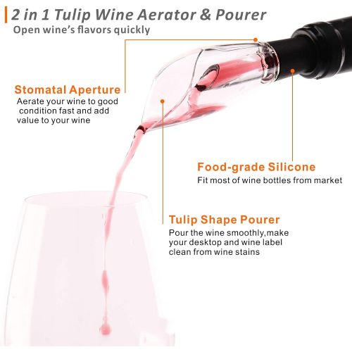  [아마존베스트]ZouYee Electric Wine Opener, Automatic Electric Corkscrew Wine Bottle Opener Set contains Foil Cutter, Vacuum Stopper with Time Mark and Wine Aerator Pourer for Wine Lover (4-in-1