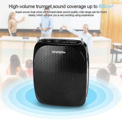  Zoweetek ZOWEETEK Voice Amplifier with UHF Wireless Microphone Headset, 10W 1800mAh Portable Rechargeable PA system Speaker for Multiple Locations such as Classroom, Meetings, Promotions an