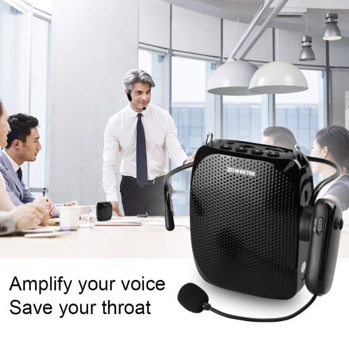  Zoweetek ZOWEETEK Voice Amplifier with UHF Wireless Microphone Headset, 10W 1800mAh Portable Rechargeable PA system Speaker for Multiple Locations such as Classroom, Meetings, Promotions an