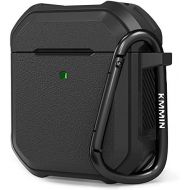 Airpods Case Cover, Ztacking Airpods 2 & 1 Protective Hard Case Rugged Full-Body Shockproof for Men Women with Keychain Front LED Visible Designed for Airpods 1 & 2 Gen - Black