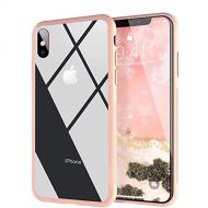 Clear Hybrid iPhone X Case by Ztotop, Thin Tempered Glass Back Cover and Soft Silicone Rubber Bumper Frame Support Wireless Charging for Apple iPhone XiPhone 10 (2017) - Matte Bla